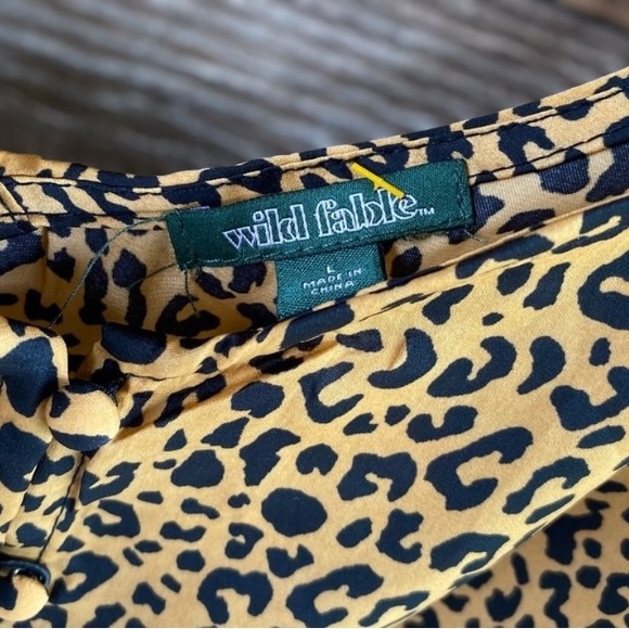 Wild Fable Brown & Black Leopard Print Button Front Camisole Crop Top Size Large - Picture 4 of 10